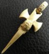 Photo15: 10k Gold Half Single Skull Dagger Round Bottom Pendant(Mud Finish) (15)