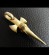 Photo14: 10k Gold Half Single Skull Dagger Round Bottom Pendant(Mud Finish) (14)