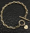 Photo5: 14k Gold 5mm Marine Chain Bracelet With Drop G&Crown Heart Plate (5)