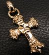 Photo6: Gold One Eighth Long 4 Heart Crown Cross With H.W.O Pendant (6)