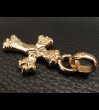 Photo3: Gold One Eighth Long 4 Heart Crown Cross With H.W.O Pendant (3)