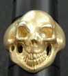 Photo10: Gold Old Single Skull Ring (Pure Gold Color Finish) (10)