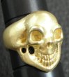 Photo9: Gold Old Single Skull Ring (Pure Gold Color Finish) (9)