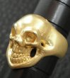 Photo8: Gold Old Single Skull Ring (Pure Gold Color Finish) (8)