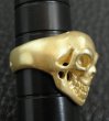 Photo5: Gold Old Single Skull Ring (Pure Gold Color Finish) (5)