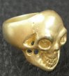 Photo3: Gold Old Single Skull Ring (Pure Gold Color Finish) (3)