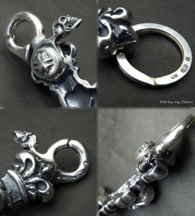 Photo1: Skull on 4heart crown clip