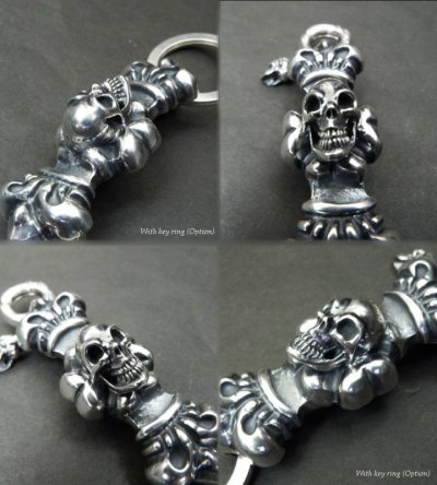 Photo3: Skull on 4heart crown clip