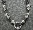 Photo4: Skull On Dagger With 2Bolo Neck 4Skulls Braid Leather Necklace (4)