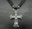 Photo2: Half Long 4 Heart Crown Cross With Half braid leather necklace (2)