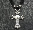 Photo3: Half Long 4 Heart Crown Cross With Half braid leather necklace (3)