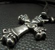 Photo5: Half Long 4 Heart Crown Cross With Half braid leather necklace (5)