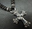 Photo4: Half Long 4 Heart Crown Cross With Half braid leather necklace (4)