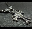 Photo3: Half grooved cross with Half 2bulldogs braid leather necklace (3)