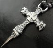 Photo10: Half Hammer Cross With 2Skull & Double Face Dagger Necklace (10)