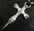 Photo6: Half Hammer Cross With 2Skull & Double Face Dagger Necklace (6)