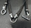 Photo7: C-ring With 2 Smooth Bolo Neck Clamps & Quarter Bulldog Braid Leather Necklace (7)