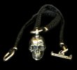 Photo1: Large Skull Pendant With Braid Leather Necklace (1)