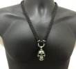 Photo13: Large Skull Pendant With Braid Leather Necklace (13)