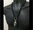 Photo12: Large Skull Pendant With Braid Leather Necklace (12)