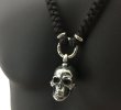 Photo11: Large Skull Pendant With Braid Leather Necklace (11)