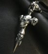 Photo12: Large Skull On 2Skulls Hammer Cross Double Face Dagger With 2Panthers Braid Leather Necklace (12)