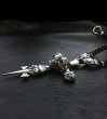 Photo6: Large Skull On 2Skulls Hammer Cross Double Face Dagger With 2Panthers Braid Leather Necklace (6)