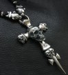 Photo20: Large Skull On 2Skulls Hammer Cross Double Face Dagger With 2Panthers Braid Leather Necklace (20)