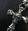 Photo15: Large Skull On 2Skulls Hammer Cross Double Face Dagger With 2Panthers Braid Leather Necklace (15)