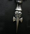 Photo14: Large Skull On 2Skulls Hammer Cross Double Face Dagger With 2Panthers Braid Leather Necklace (14)