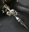 Photo13: Large Skull On 2Skulls Hammer Cross Double Face Dagger With 2Panthers Braid Leather Necklace (13)