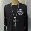 Photo15: Large Skull On 2Skulls Hammer Cross Double Face Dagger With 2Panthers Small Oval Chain Necklace (15)