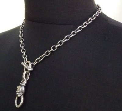 Photo1: Half old bulldog with O-ring & 7chain necklace