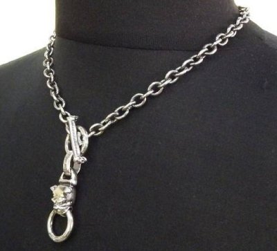 Photo1: Half bulldog with O-ring & 7chain necklace