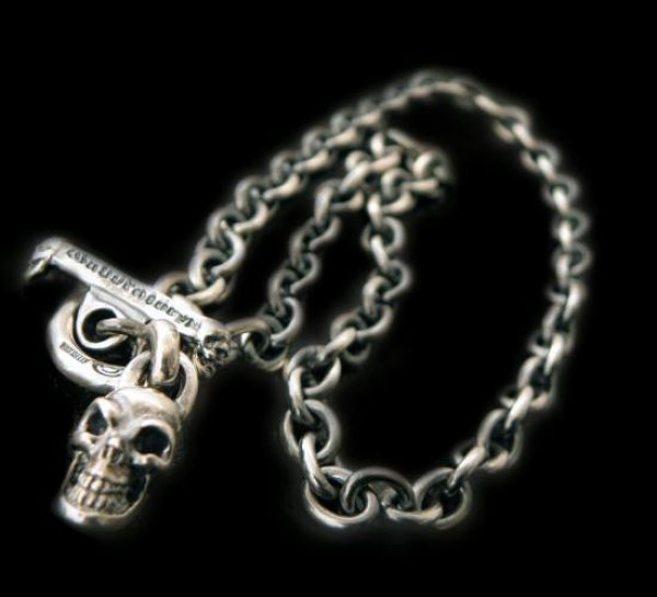 Photo1: Half skull with O-ring & 7chain necklace (1)