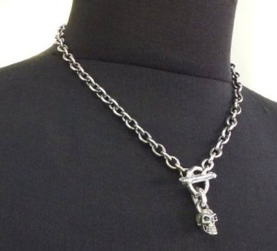 Photo3: Half skull with O-ring & 7chain necklace