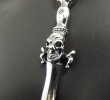 Photo4: 1/3 Skull On Dagger With Quarter Skulls & 7 Chain Links Necklace (4)