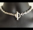 Photo6: Half Small Oval Chain & Half T-bar Necklace (Platinum Finish) (6)