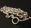 Photo5: Half Small Oval Chain & Half T-bar Necklace (Platinum Finish) (5)