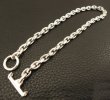 Photo12: Half Small Oval Chain & Half T-bar Necklace (Platinum Finish) (12)