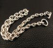 Photo7: Half Small Oval Chain & Half T-bar Necklace (Platinum Finish) (7)