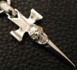 Photo5: Half Single Skull Dagger Square Bottom & H.W.O With Quarter Skull & Small Oval Links Necklace (Platinum Finish) (5)