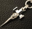 Photo4: Half Single Skull Dagger Square Bottom & H.W.O With Quarter Skull & Small Oval Links Necklace (Platinum Finish) (4)