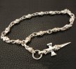 Photo8: Half Single Skull Dagger Square Bottom & H.W.O With Quarter Skull & Small Oval Links Necklace (Platinum Finish) (8)