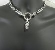 Photo12: Single Slant Head Skull With 2 Single Slant Head Skulls & Small Oval Chain Links Necklace (12)