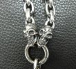 Photo3: Single Slant Head Skull With 2 Single Slant Head Skulls & Small Oval Chain Links Necklace (3)