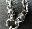 Photo6: Single Slant Head Skull With 2 Single Slant Head Skulls & Small Oval Chain Links Necklace (6)