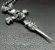 Photo8: Large Skull On 2Skulls Hammer Double Face Dagger With 2Lions & Battle-Ax Small Oval Chain Links Necklace (8)