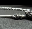 Photo17: Large Skull On 2Skulls Hammer Double Face Dagger With 2Lions & Battle-Ax Small Oval Chain Links Necklace (17)