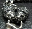 Photo13: Large Skull On 2Skulls Hammer Double Face Dagger With 2Lions & Battle-Ax Small Oval Chain Links Necklace (13)